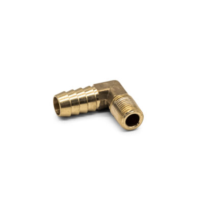 90 Degree 1/2" Hose to 1/4" 18NPT Brass Barbed Elbow Fitting / Adapter