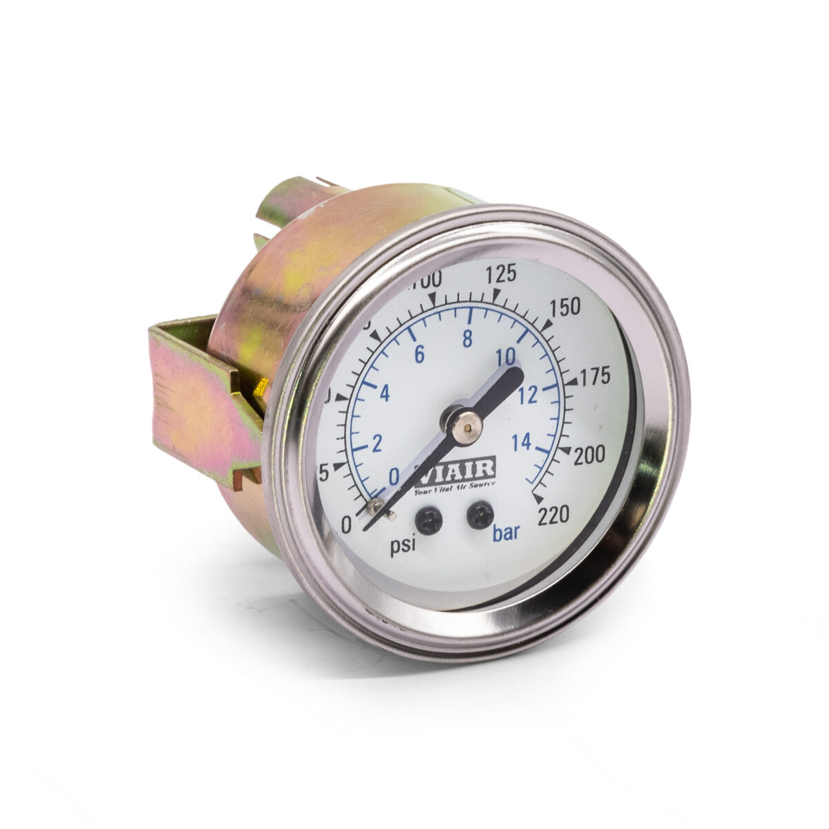 2" Single Needle Air Pressure Gauge 220 PSI (1-Valve) White