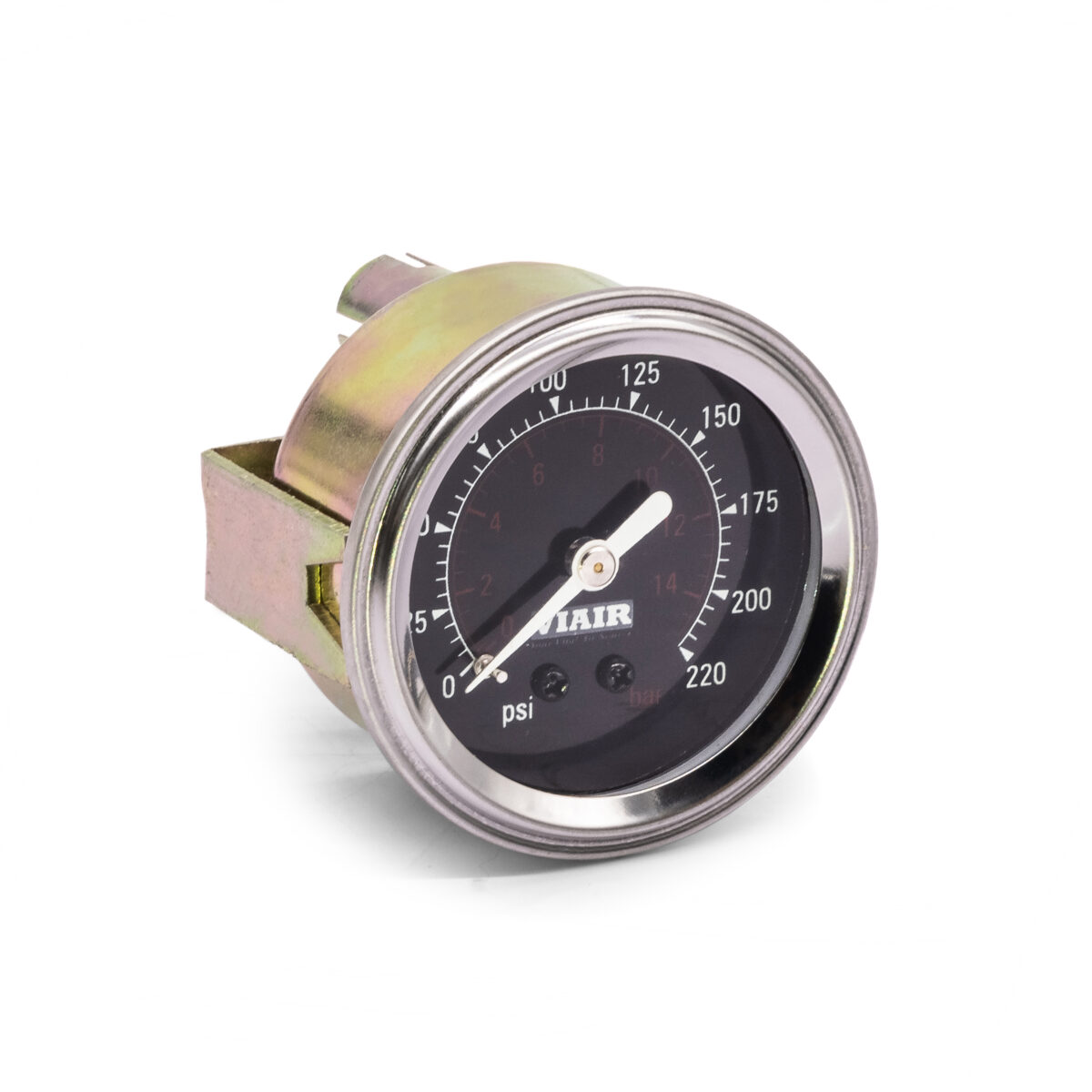 2" Single Needle Air Pressure Gauge, 220 PSI (1-Valve), Black