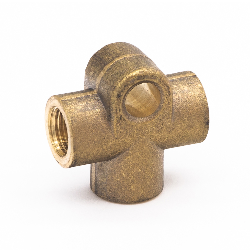 2x Brass 3-Way T Brake Line Pipe Fitting – 3/8 UNF X 24 TPI Female – EMS, UK Made