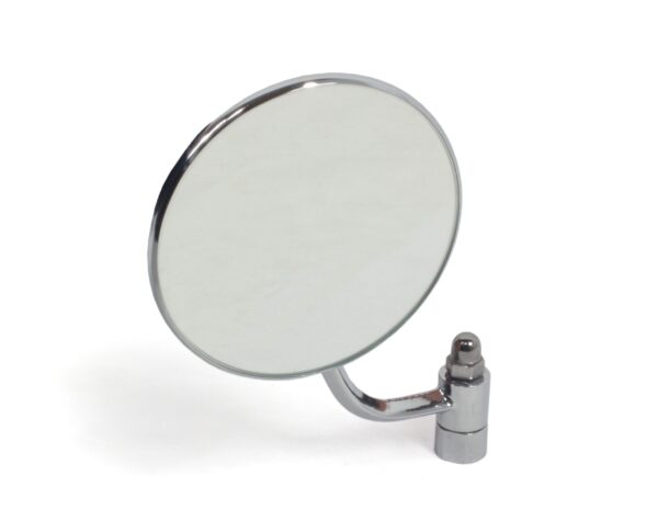 T1 1952-67 Beetle OE Wing Round Mirror w/ Curved Arm Chrome, Right