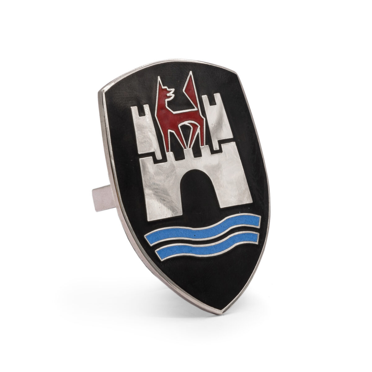 T1 1952-62 Beetle Wolfsburg Bonnet Emblem Crest Plate, Black