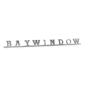 Bay Window Script Badge, Stainless, Self Adhesive