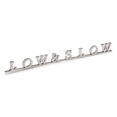 Low & Slow Script Badge, Stainless, Self Adhesive