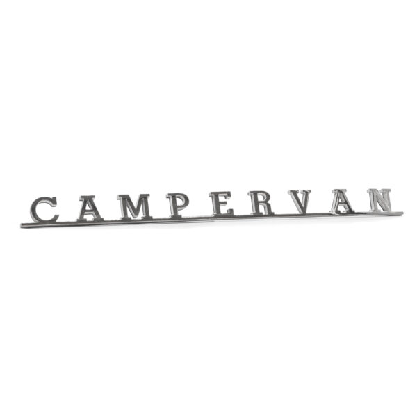 Campervan Script Badge, Stainless, Self Adhesive