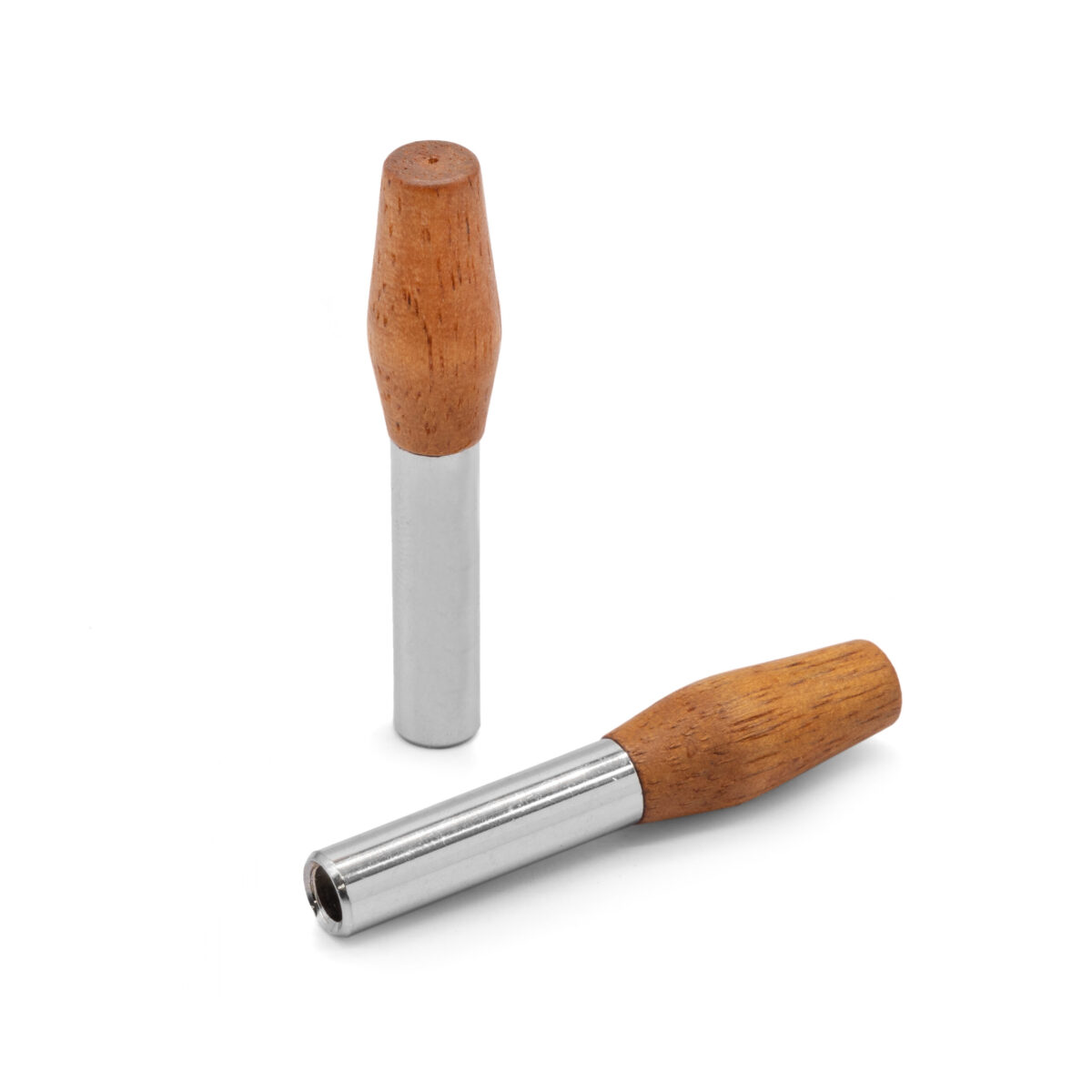 Chrome Door Lock Pins/ Knobs w/ Walnut Top, Pr