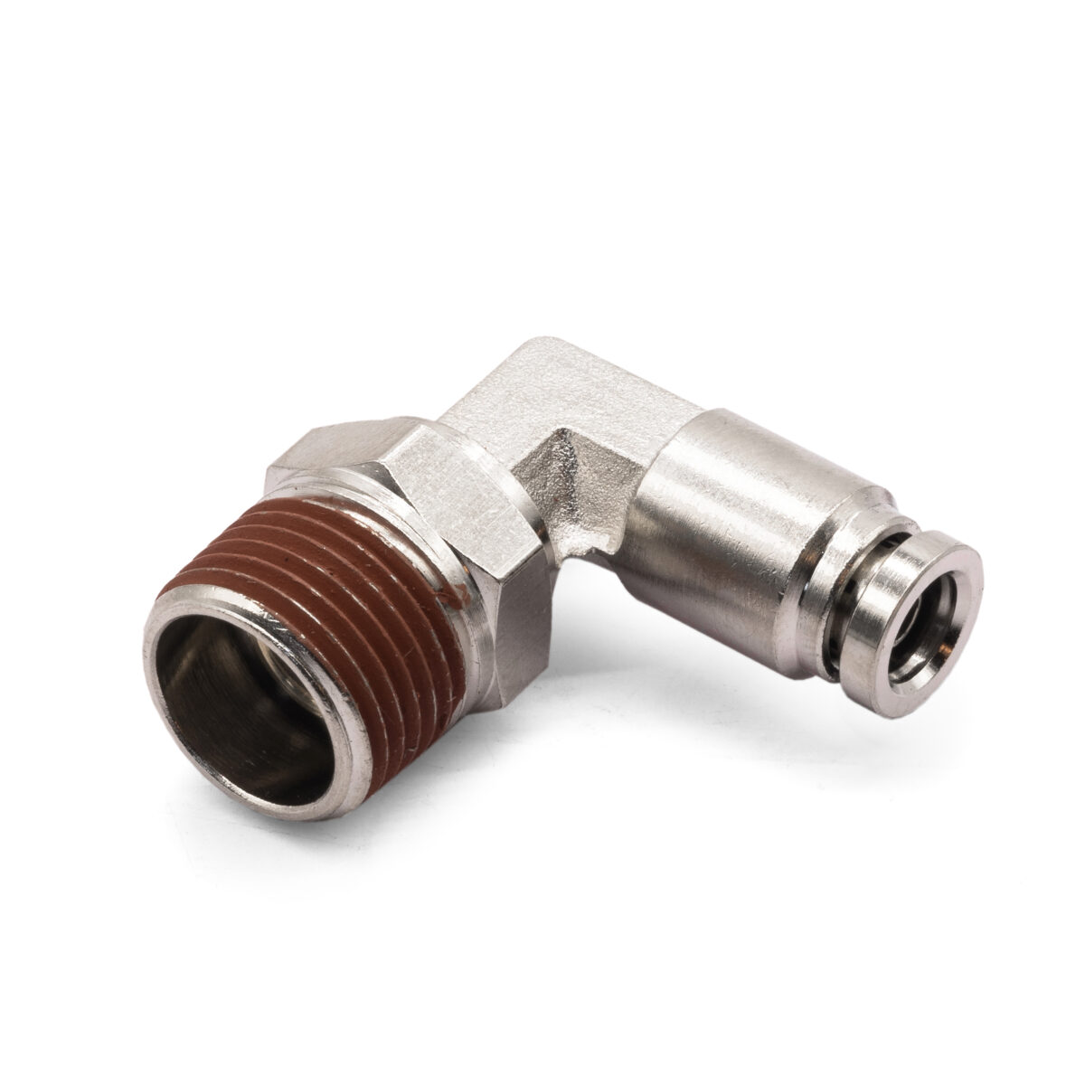 3/8" NPT(M) to 1/4" Air Line Push Connect 90 Degree Swivel Elbow Fitting, DOT