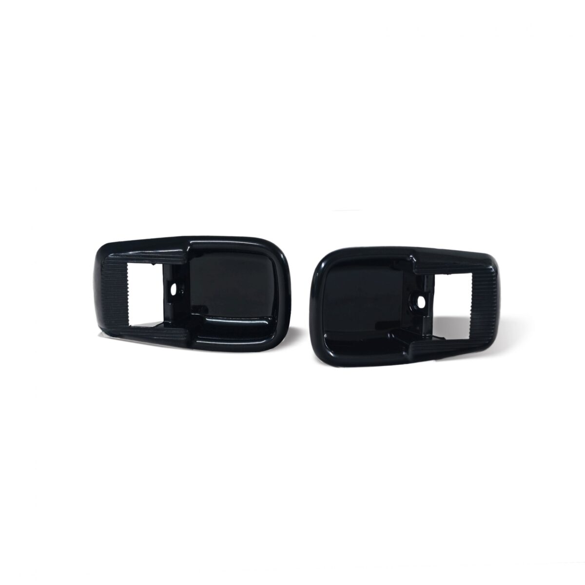 Black Door Inner Handle with Lock Lever Plate Cover Escutcheon, Pair