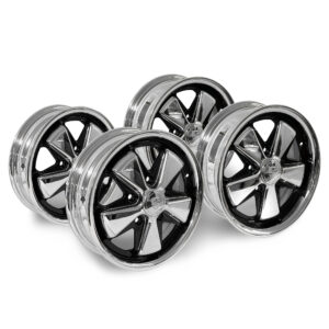 Chrome / Gloss Black Correctly Detailed Fuch Staggered Wheel Set 4.5" / 6" Front / Rear (Set of 4 Wheels)