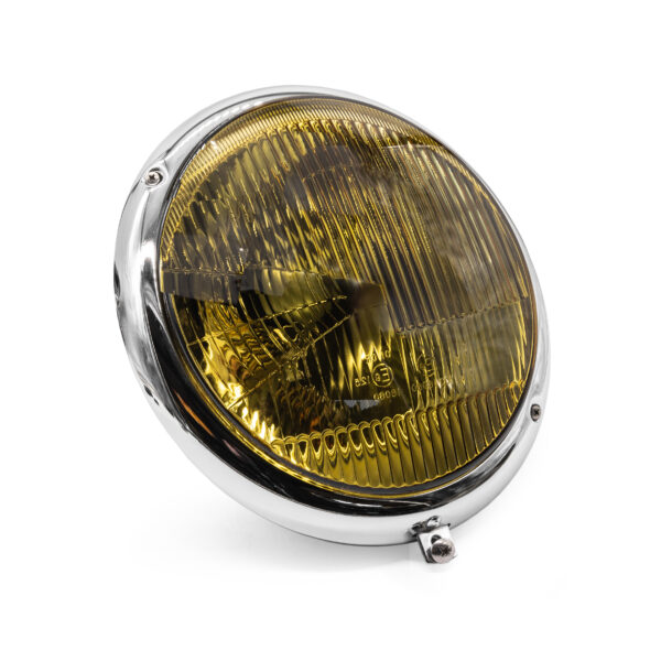 Headlight Assembly with Chrome Rim / Yellow Glass for LHD vehicle, each