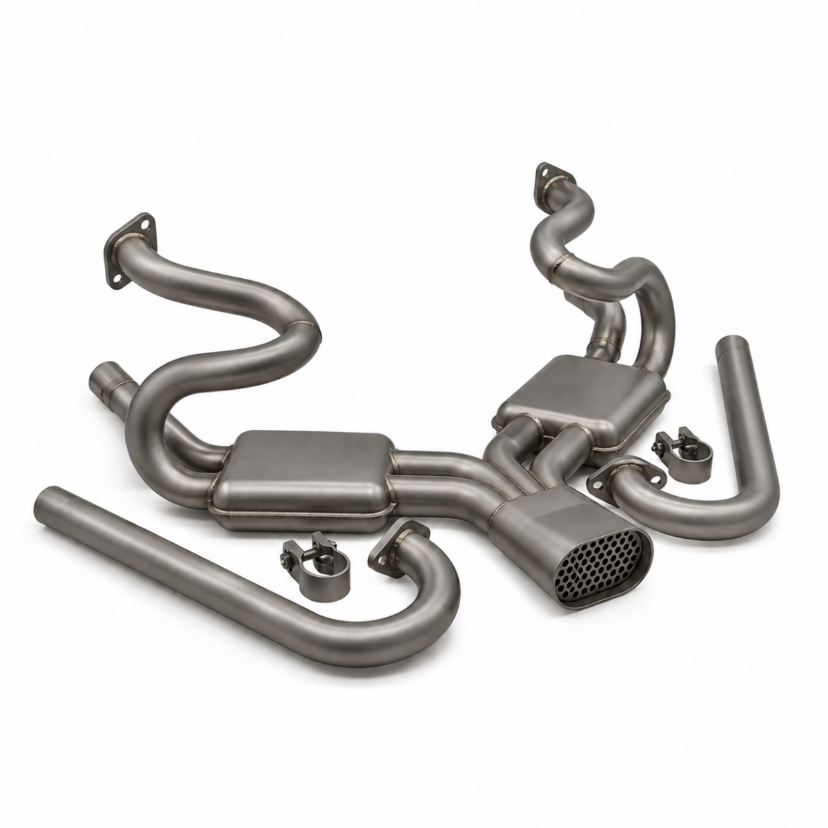 Beetle / Ghia Stainless Sebring Exhaust System, Bead Blasted Finish, 1300-1600cc