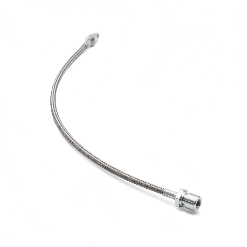 T1 1967-79 Beetle Stainless Front Brake Hose Pipe Line, Drum, 380mm, Each