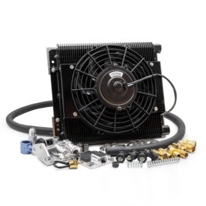 96 Plate High Performance Full Flow Oil Cooler Complete Kit with 12V Cooling Fan, Universal
