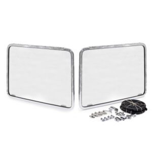 1955-67 Split Screen Triple Chrome Front Safari Pop Out Windows, Pair