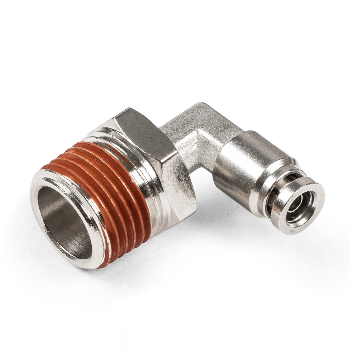 1/2" NPT(M) to 1/4" Air Line Push Connect 90 Degree Swivel Elbow Fitting, DOT