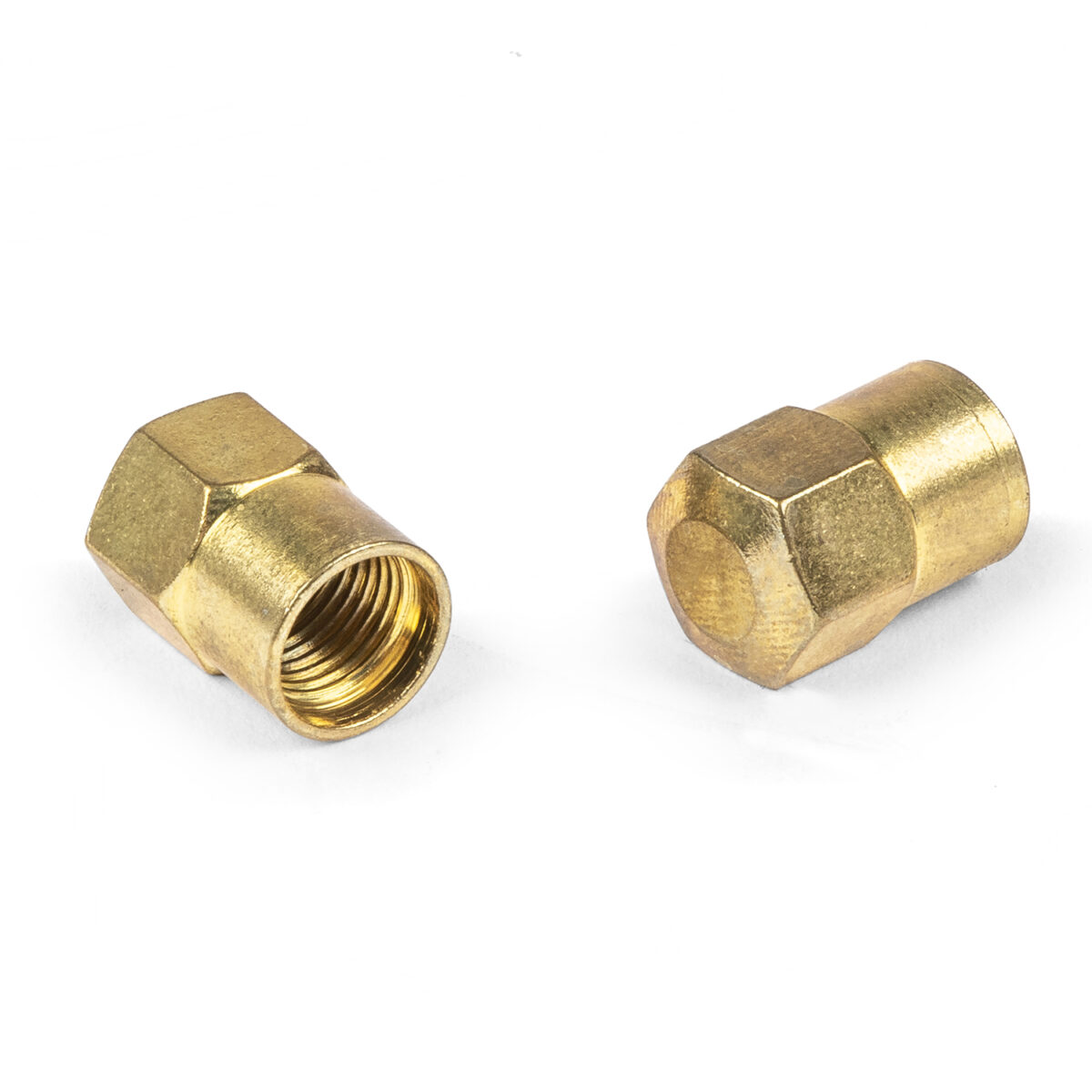 Gold Acorn Hex Nut Valve Caps, Pair