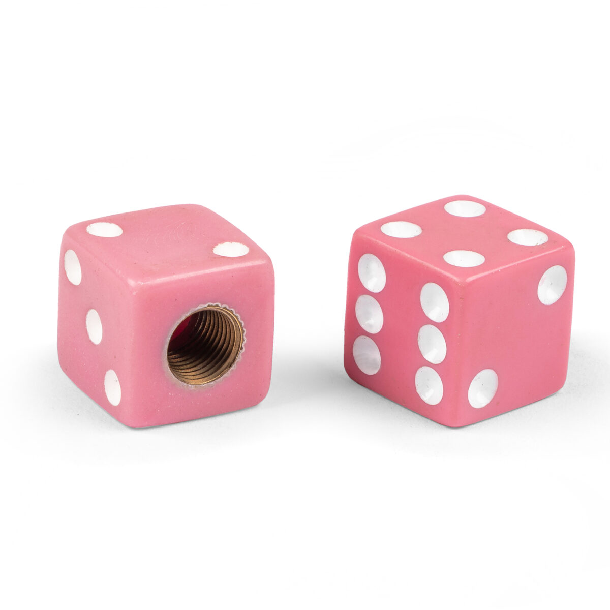 Mooneyes Pink Dice Valve Caps, Pair