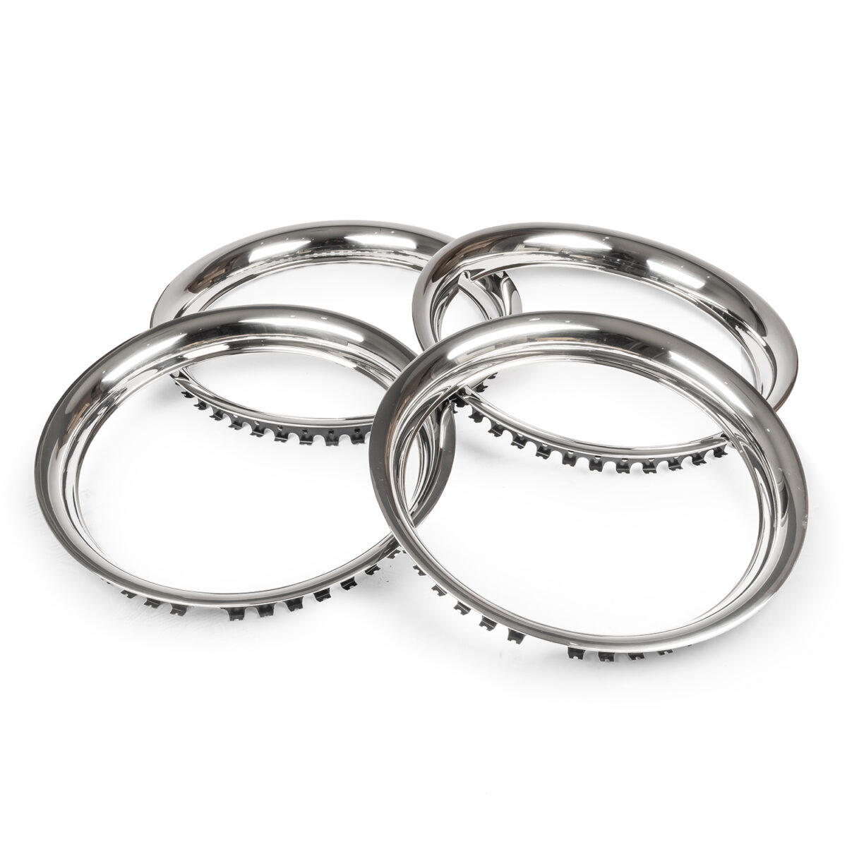 15" Polished Stainless Steel Beauty Ring Trim, Set of 4