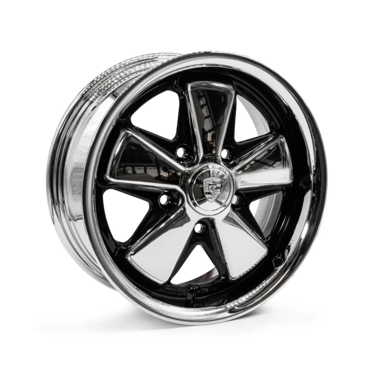 6" x 15" Chrome / Gloss Black Correctly Detailed Fuch 5x130 ET35