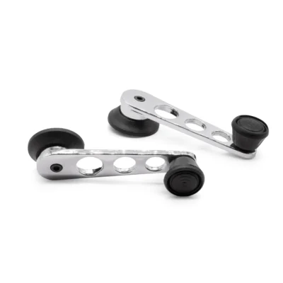 Chrome Window Winders with Black Knob, Beetle / Karmann Ghia / Bay Window, Pair