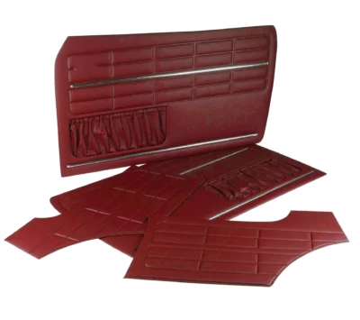T14 1955-74 Karmann Ghia Complete Door Card Kit, Burgundy