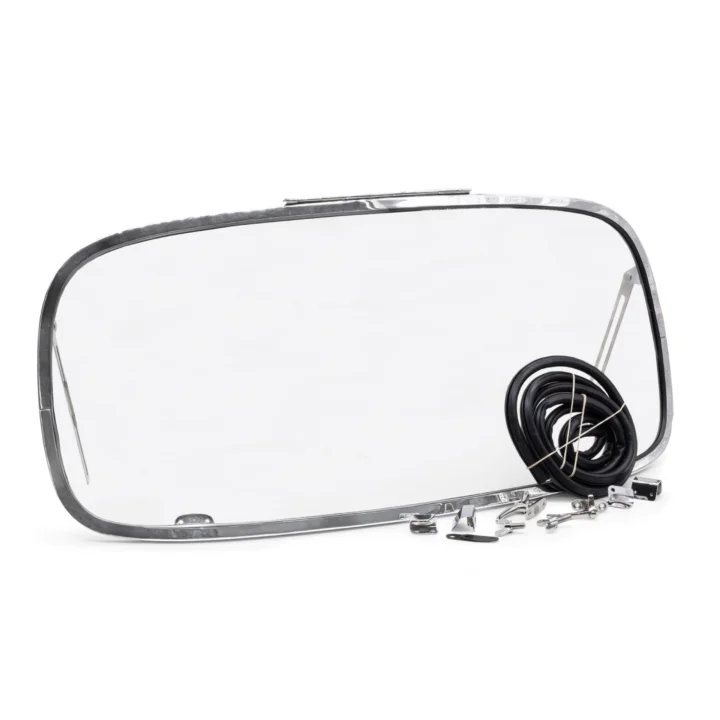 T1 1958-64 Beetle Triple Chrome Rear Pop-out Safari Window Frame with Glass Kit