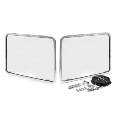1955-67 Split Screen Triple Chrome Front Safari Pop Out Windows, Pair